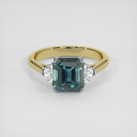 4.11 Ct. Greenish Blue Sapphire Ring, 14K White & Yellow 1