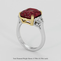 7.61 Ct. Red Spinel Ring, 14K Yellow & White 2