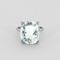10.50 Ct. Bluish Green Aquamarine Ring, 10K White Gold 1