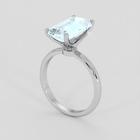 3.24 Ct. Blue Aquamarine Ring, 10K White Gold 2