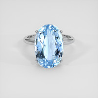 8.48 Ct. Blue Aquamarine Ring, 14K White Gold 1