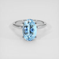 2.84 Ct. Blue Aquamarine Ring, 14K White Gold 1