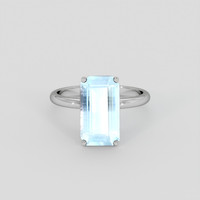3.24 Ct. Blue Aquamarine Ring, 14K White Gold 1