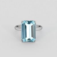 4.98 Ct. Blue Aquamarine Ring, 14K White Gold 1