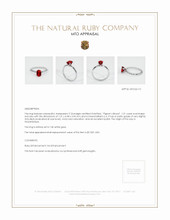 Ruby Ring 1.01 Ct., 14K White Gold Appraisal