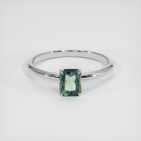0.93 Ct. Green Sapphire Ring, 14K White Gold 1