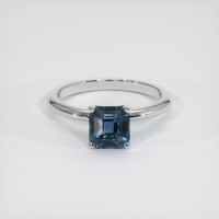 2.04 Ct. Greenish Blue Sapphire Ring, 14K White Gold 1