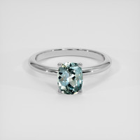 1.43 Ct. Greenish Blue Sapphire Ring, 14K White Gold 1
