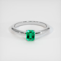 0.42 Ct. Emerald Ring, 18K White Gold 1