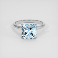 2.78 Ct. Blue Aquamarine Ring, 18K White Gold 1