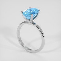 2.84 Ct. Blue Aquamarine Ring, 18K White Gold 2