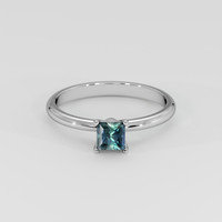 0.48 Ct. Bluish Green Sapphire Ring, 18K White Gold 1