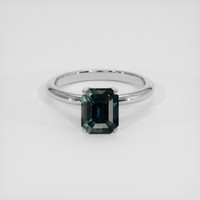 3.03 Ct. Bluish Green Sapphire Ring, 18K White Gold 1
