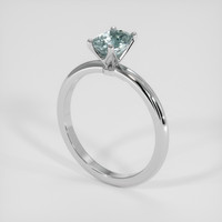 1.35 Ct. Bluish Green Sapphire Ring, 18K White Gold 2