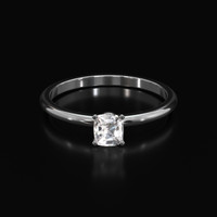 0.65 Ct. White Sapphire Ring, 18K White Gold 1