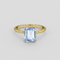 2.99 Ct. Blue Sapphire Ring, 18K White & Yellow 1