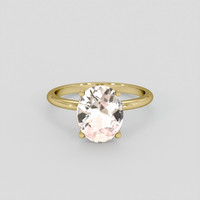 3.03 Ct. Peach Sapphire Ring, 10K Yellow Gold 1