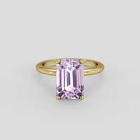 5.27 Ct. Pinkish Purple Kunzite Ring, 14K Yellow Gold 1