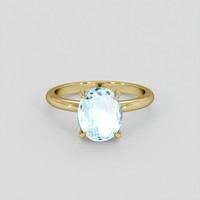 2.32 Ct. Blue Aquamarine Ring, 14K Yellow Gold 1