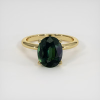 3.98 Ct. Bluish Green Sapphire Ring, 14K Yellow Gold 1