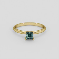 0.67 Ct. Bluish Green Sapphire Ring, 14K Yellow Gold 1