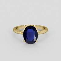 2.64 Ct. Blue Sapphire Ring, 14K Yellow Gold 1