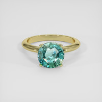 4.03 Ct. Bluish Green Sapphire Ring, 14K Yellow Gold 1