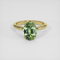 3.03 Ct. Yellowish Green Sapphire Ring, 14K Yellow Gold 1