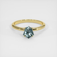 1.10 Ct. Greenish Blue Sapphire Ring, 14K Yellow Gold 1