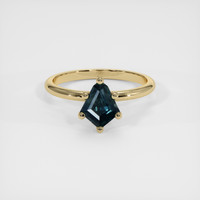 1.13 Ct. Greenish Blue Sapphire Ring, 14K Yellow Gold 1