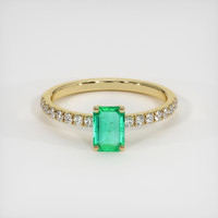 0.43 Ct. Emerald Ring, 18K Yellow Gold 1