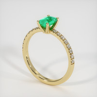 0.43 Ct. Emerald Ring, 18K Yellow Gold 2