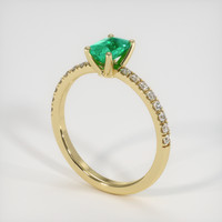 0.48 Ct. Emerald Ring, 18K Yellow Gold 2