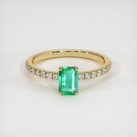 0.45 Ct. Emerald Ring, 18K Yellow Gold 1