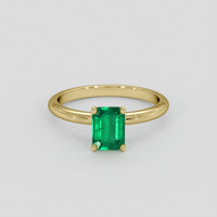 0.97 Ct. Emerald Ring, 18K Yellow Gold 1