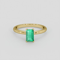 0.98 Ct. Emerald Ring, 18K Yellow Gold 1