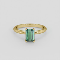 1.24 Ct. Bluish Green Tourmaline Ring, 18K Yellow Gold 1
