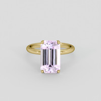5.24 Ct. Purplish Pink Kunzite Ring, 18K Yellow Gold 1