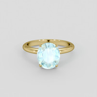 2.69 Ct. Greenish Blue Aquamarine Ring, 18K Yellow Gold 1