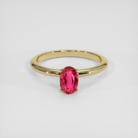 1.08 Ct. Pinkish Red Ruby Ring, 18K Yellow Gold 1