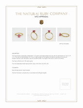 Ruby Ring 1.22 Ct., 18K Yellow Gold Appraisal