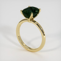 3.98 Ct. Bluish Green Sapphire Ring, 18K Yellow Gold 2