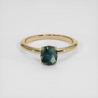 1.15 Ct. Bluish Green Sapphire Ring, 18K Yellow Gold 1