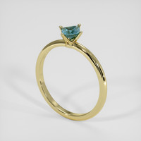 0.36 Ct. Greenish Blue Sapphire Ring, 18K Yellow Gold 2