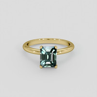 1.58 Ct. Bluish Green Sapphire Ring, 18K Yellow Gold 1