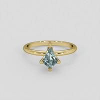 0.96 Ct. Bluish Green Sapphire Ring, 18K Yellow Gold 1