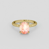 3.67 Ct. Padparadscha Sapphire Ring, 18K Yellow Gold 1