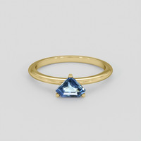 0.64 Ct. Blue Sapphire Ring, 18K Yellow Gold 1