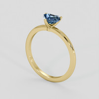 0.64 Ct. Blue Sapphire Ring, 18K Yellow Gold 2