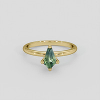 0.57 Ct. Bluish Green Sapphire Ring, 18K Yellow Gold 1
